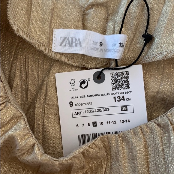 Gold Zara Blouse with Bow. Size 9 - Picture 9 of 10